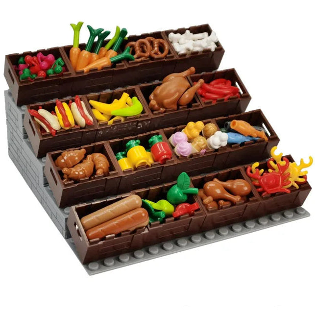 shelves with food - Build Your Own Toys & Colors Grocery Store | GadWitch Toys