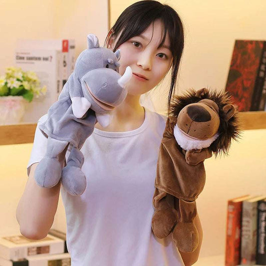 Show Puppets - Rynno puppet and lion puppet - CritterCast: Engaging Puppet Shows with Animal Puppets - GadWitch Toys