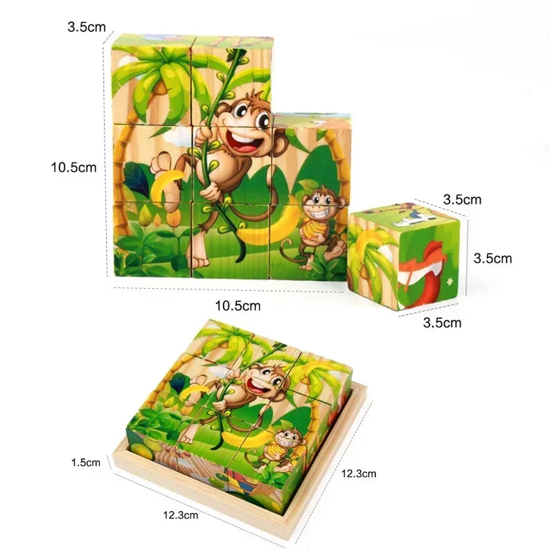 Size of Block Puzzle: Toddlers 3d toy cube | block wood puzzle | GadWitch Toys