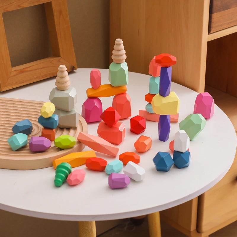 Stacking Rocks - Wooden Montessori Stacking Rocks | GadWitch Toys