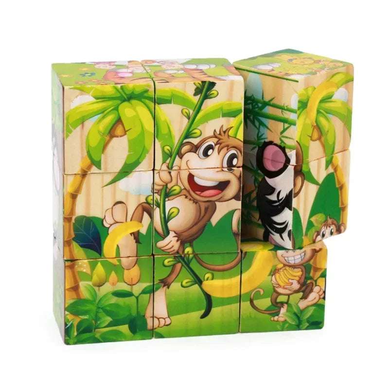 Wooden block jigsaw puzzle - Block Puzzle: Toddlers 3d toy cube | block wood puzzle | GadWitch Toys