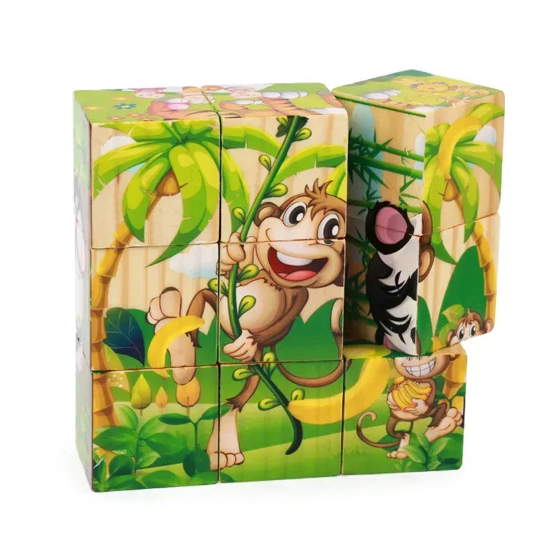 Wooden block jigsaw puzzle - Block Puzzle: Toddlers 3d toy cube | block wood puzzle | GadWitch Toys