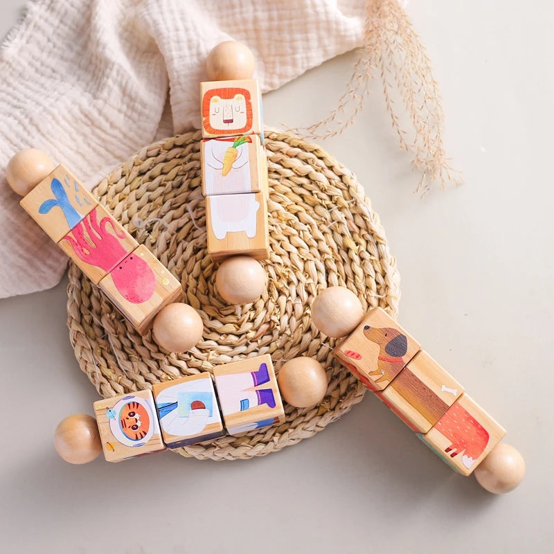 wooden puzzle blocks- Wooden Montessori Rotating Rattle Blocks – Safe & Fun | GadWitch Toys