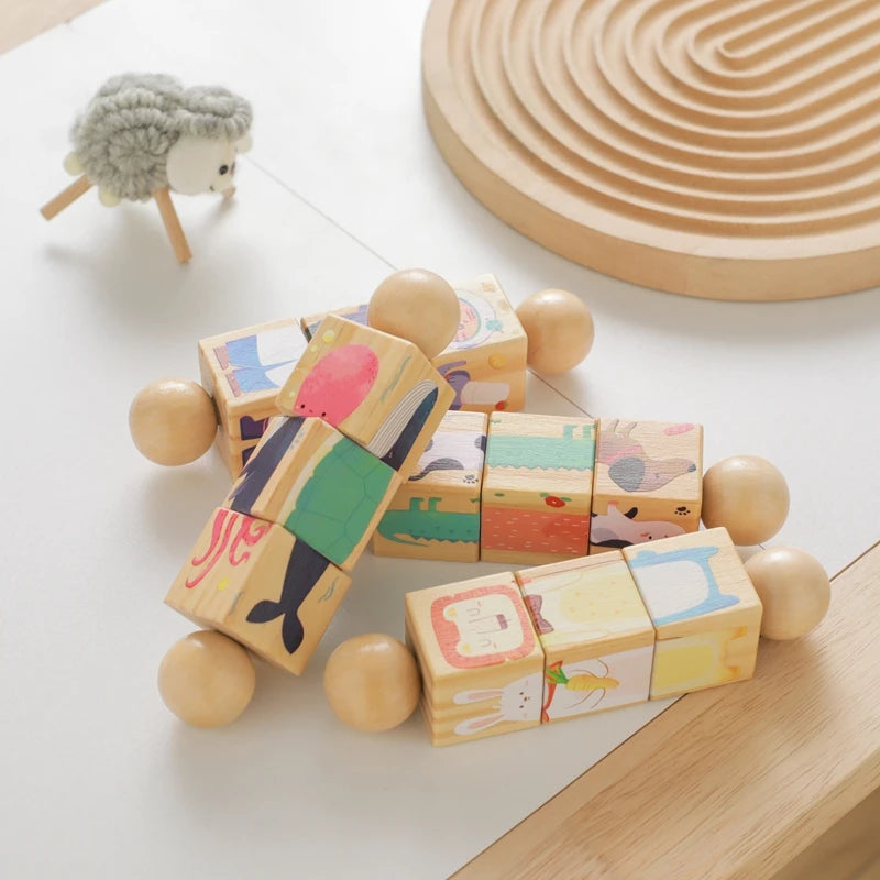 wooden rotating puzzle blocks - Wooden Montessori Rotating Rattle Blocks – Safe & Fun | GadWitch Toys