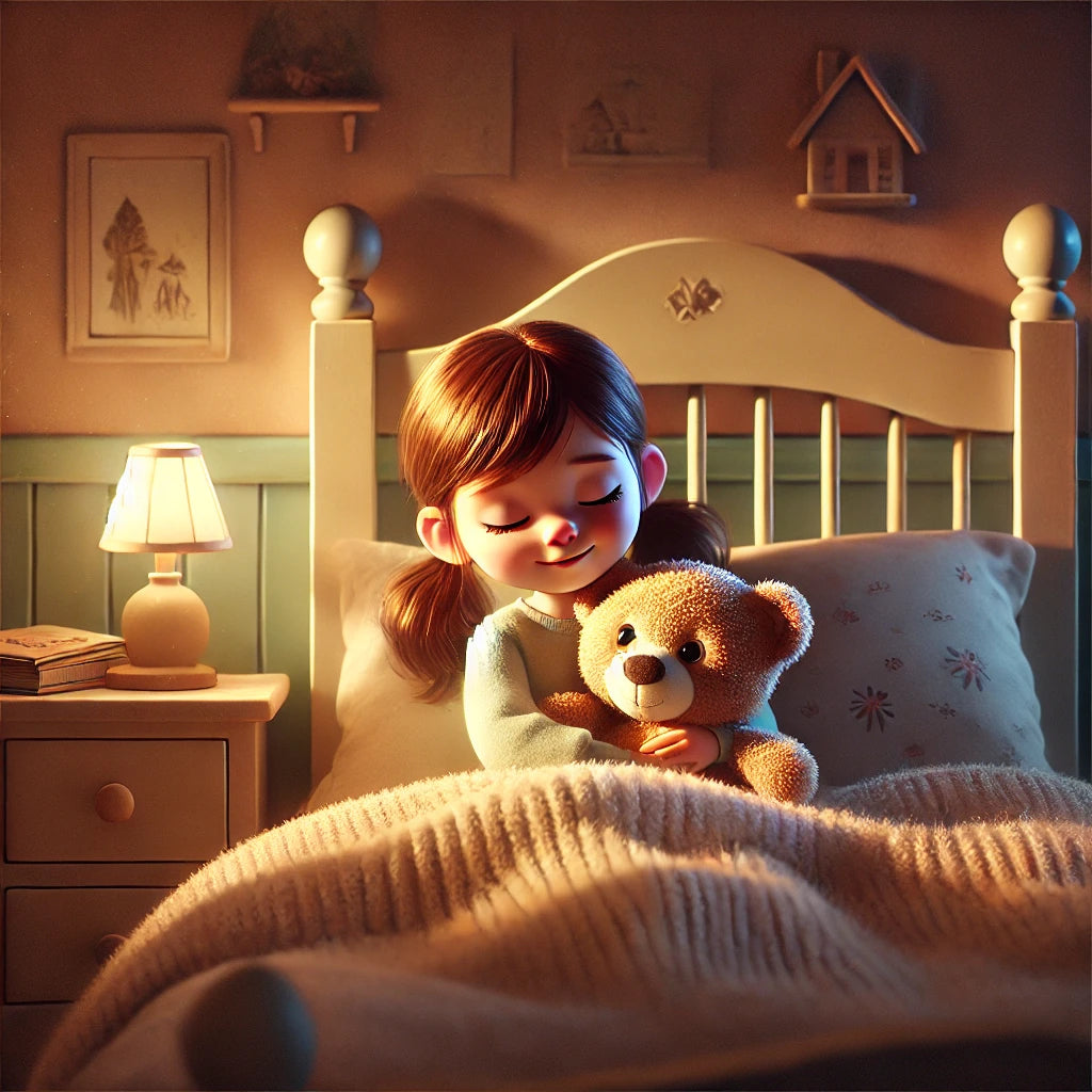 Girl holding a bear. Sleep time. GadWitch plush Toys