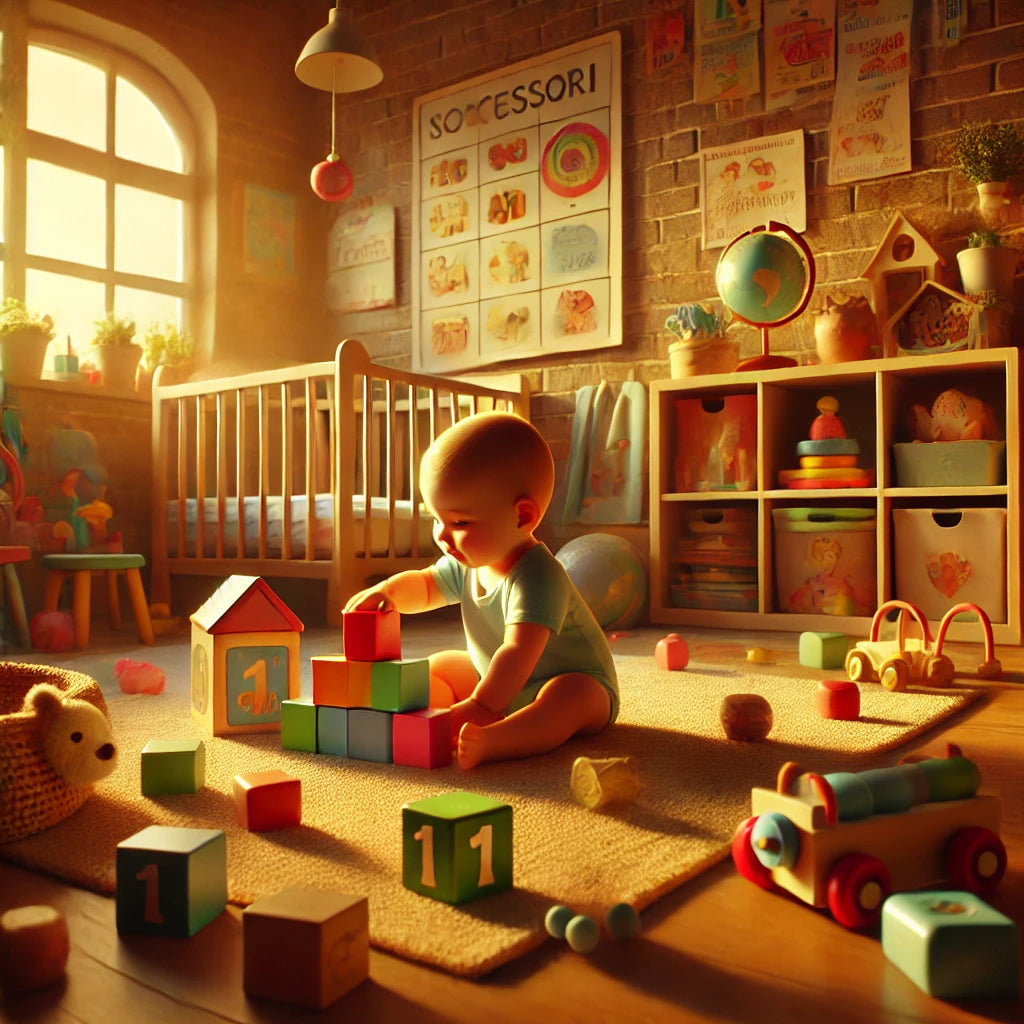 Illustration of baby 0 to 12 month playing with GadWitch Toys - Infat Toys