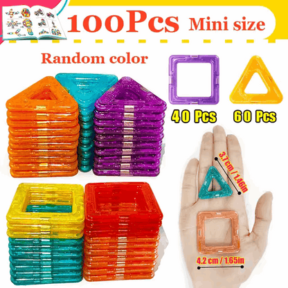 100 peces mini size - constuton toys - 3 to 6 age - Mag Shapes Colorful Blocks | DIY Magnetic Block House - GadWitch Toys