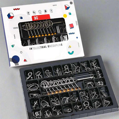 30 pieces gift box - 9 Links - Metal Challenge Puzzle - Brain Teasers & Hard Riddles - GadWitch Toys
