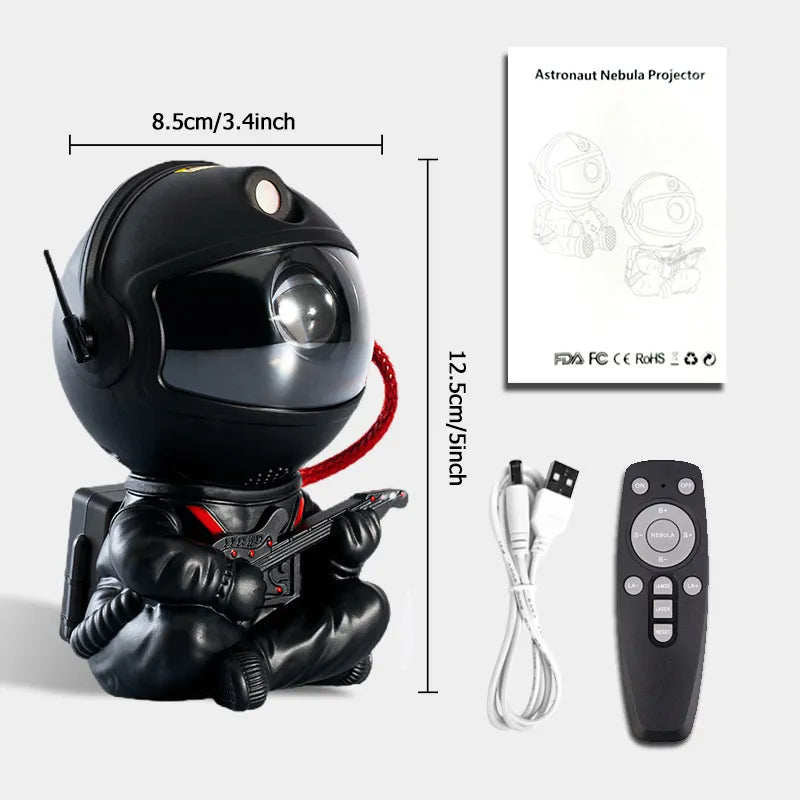 Astronaut with Guitar - Black - Size of Starry Galaxy Projector: Light projecting home design | GadWitch Toys 