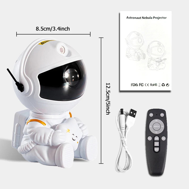 Astronaut with Star - White - Size of Starry Galaxy Projector: Light projecting home design | GadWitch Toys 