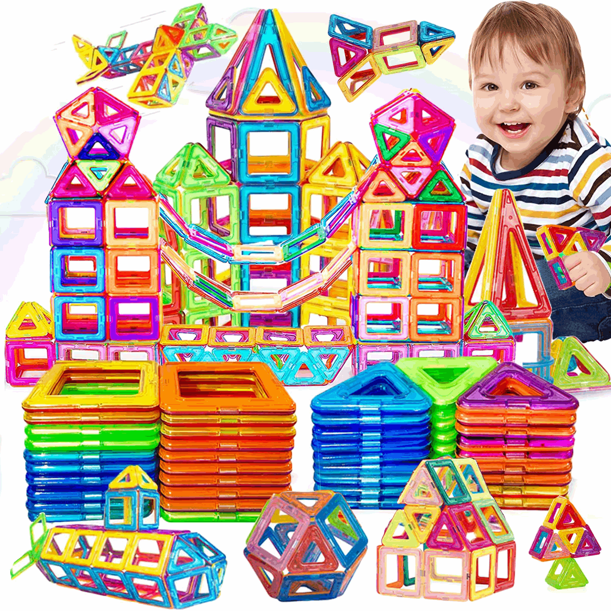 Baby Building Toys - 3 to 6 age - Mag Shapes Colorful Blocks | DIY Magnetic Block House - GadWitch Toys