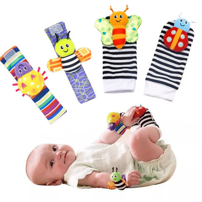 Bee- 4 pieces - foot wrist - Discover Foot Finders: Sensory Rattle Socks for Babies! | GadWitch Toys