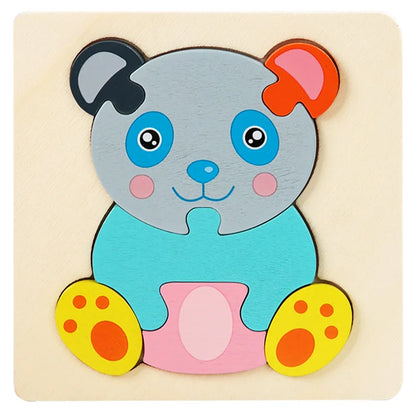 Bright Color Puzzle for Toddlers -  Montessori Learning - Bear wooden jigsaw puzzle - GadWitch Toys