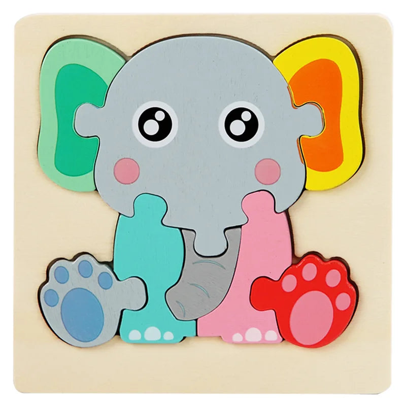 Bright Color Puzzle for Toddlers -  Montessori Learning - Elephant wooden jigsaw puzzle - GadWitch Toys