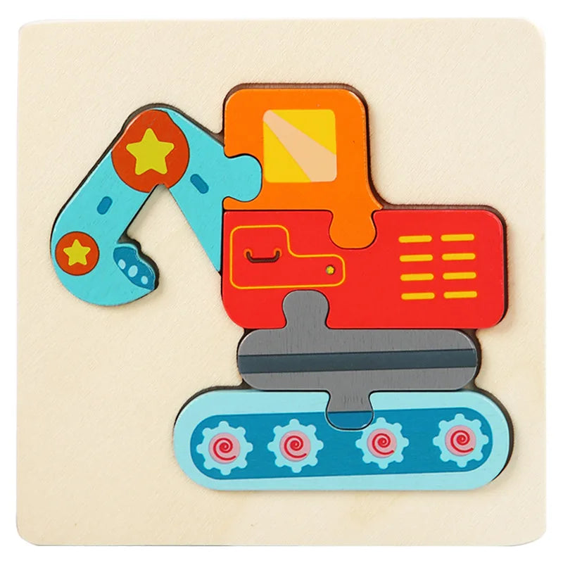 Bright Color Puzzle for Toddlers -  Montessori Learning - Excavator wooden jigsaw puzzle - GadWitch Toys