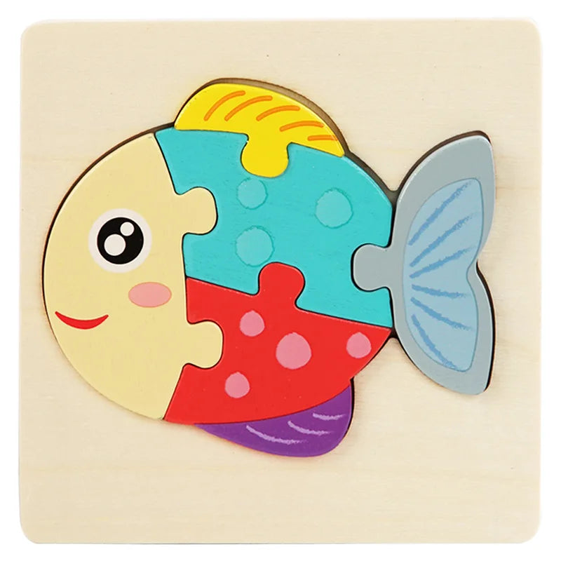 Bright Color Puzzle for Toddlers -  Montessori Learning - Fish wooden jigsaw puzzle - GadWitch Toys