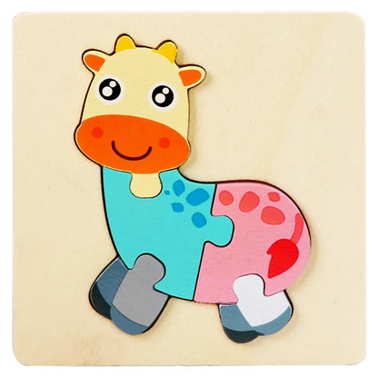 Bright Color Puzzle for Toddlers -  Montessori Learning - Giraffe  wooden jigsaw puzzle - GadWitch Toys