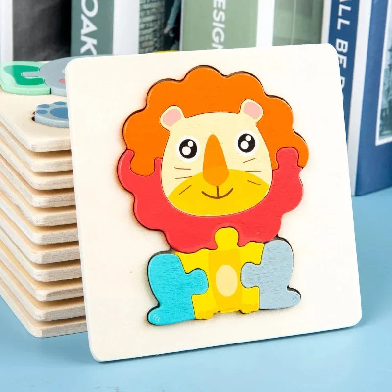Bright Color Puzzle for Toddlers -  Montessori Learning - Lion wooden jigsaw puzzle - GadWitch Toys