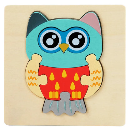 Bright Color Puzzle for Toddlers -  Montessori Learning - Owl wooden jigsaw puzzle - GadWitch Toys