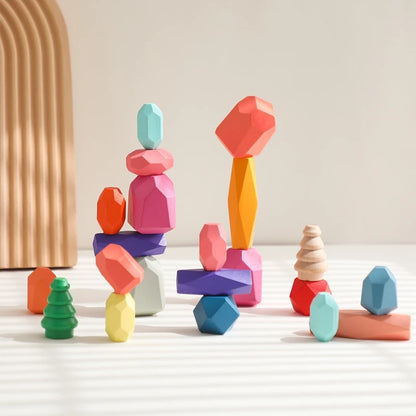 Educational Blocks - Wooden Montessori Stacking Rocks | GadWitch Toys