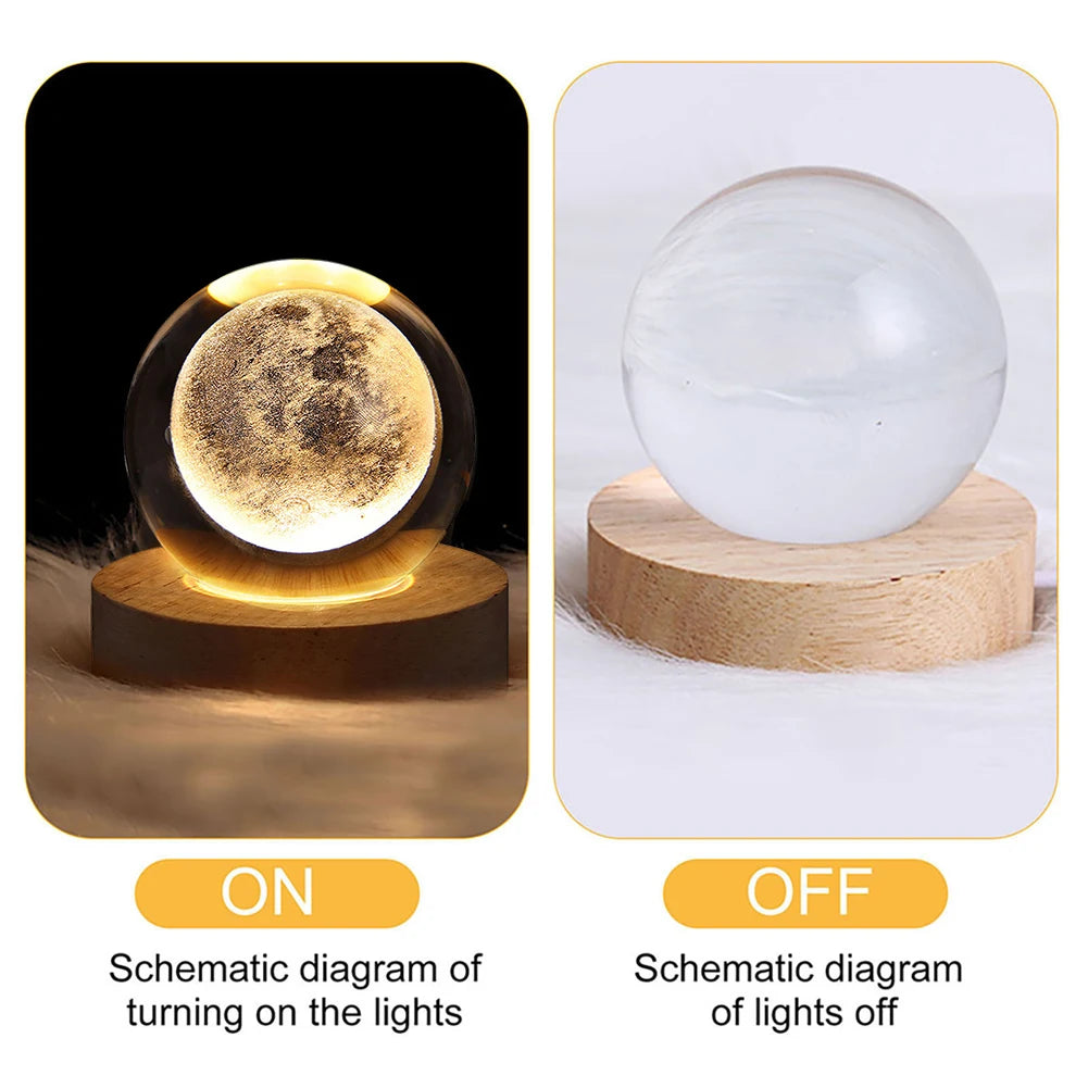Lights for the Night ON and OFF - Galaxy, Saturn & Moon Night Light | Starry Crystal Lamp | GadWitch Toys