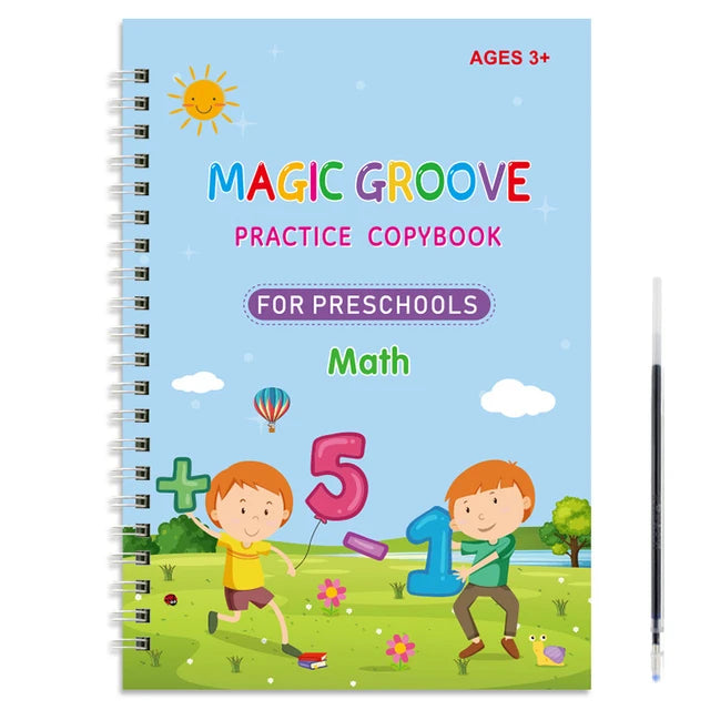 Magic Groove - Practice copybook for preshools - Math - Teach Handwriting with Reusable Copybooks for Ages 3-8 | GadWitch Toys