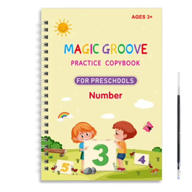 Magic Groove - Practice copybook for preshools - Number - Teach Handwriting with Reusable Copybooks for Ages 3-8 | GadWitch Toys