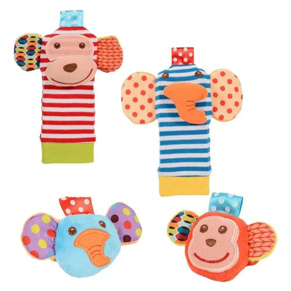 Monkey - 4 pieces - foot wrist - Discover Foot Finders: Sensory Rattle Socks for Babies! | GadWitch Toys