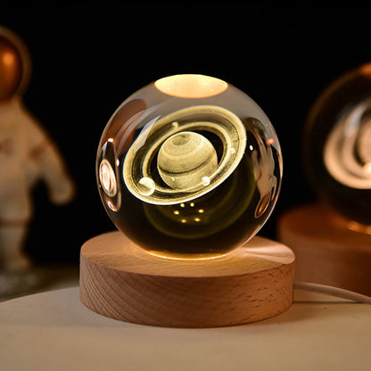 Galaxy, Saturn & Moon Night Light | Starry Crystal Lamp