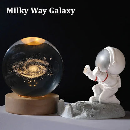 Galaxy, Saturn & Moon Night Light | Starry Crystal Lamp
