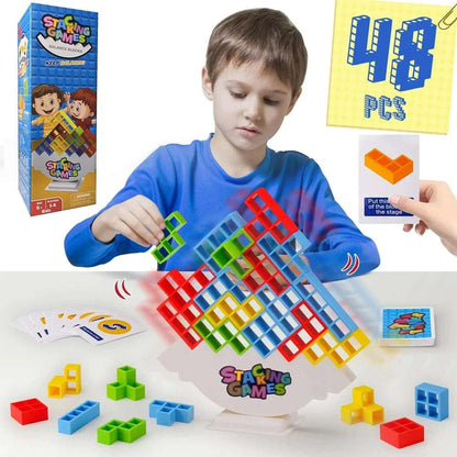 Kid playing with Tower balance game - Tower Game - Blocks Games Nights: Tower Balance Challenge | GadWitch Toys
