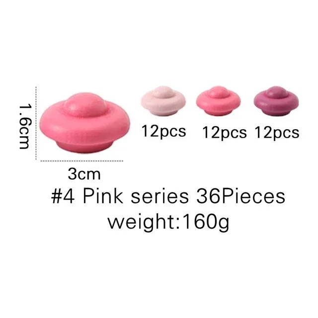 Pink series 36 pieces toy pieces with measurements and quantity information on a white background