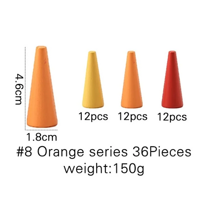 Set of orange traffic cones with measurements and quantity details on a white background - orange series 36 pieces