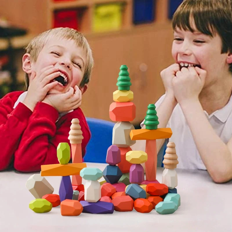 Wooden Rock - Wooden Montessori Stacking Rocks | GadWitch Toys