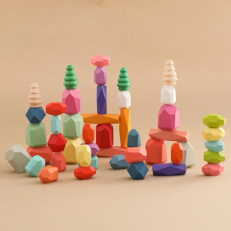 Wooden Stones - Wooden Montessori Stacking Rocks | GadWitch Toys
