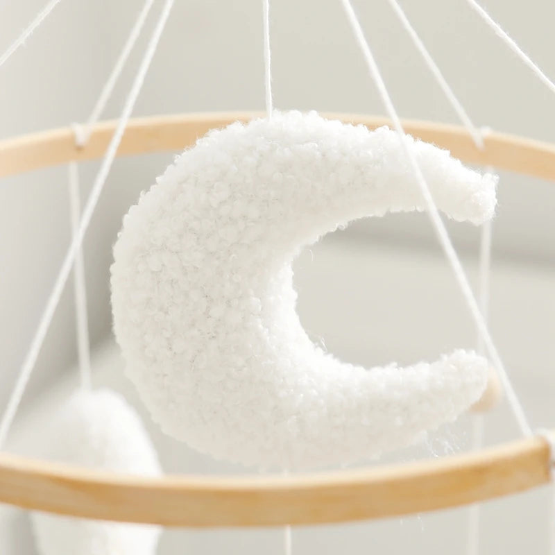 White textured ball on a wooden stand with a white background