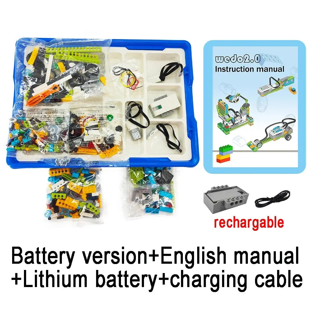 charge version of STEM First Robots | 280-Piece DIY WeDo 2.0 for Students (Compatible 45300 Core Set Building)