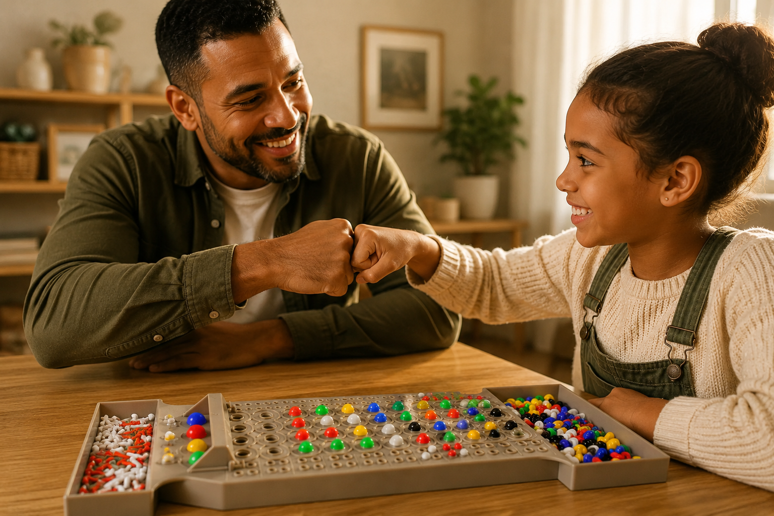Child concentrating while playing the CodeBreaker™ logic and deduction board game.