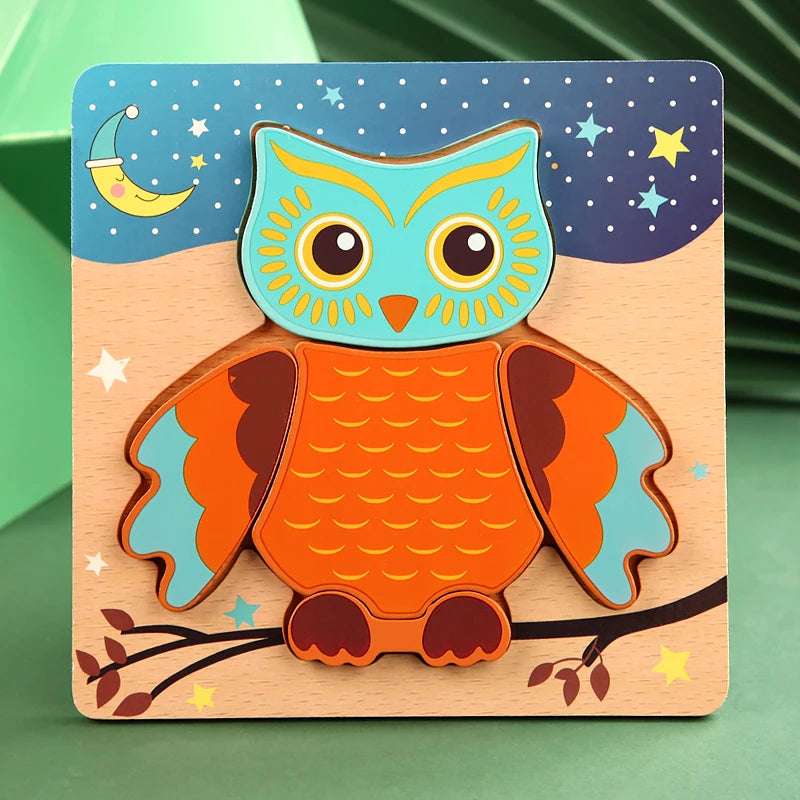 Color Owl Wood Puzzle for toddlers - Montessori Animal Puzzle woodcraft toys  - GadWitch Toys