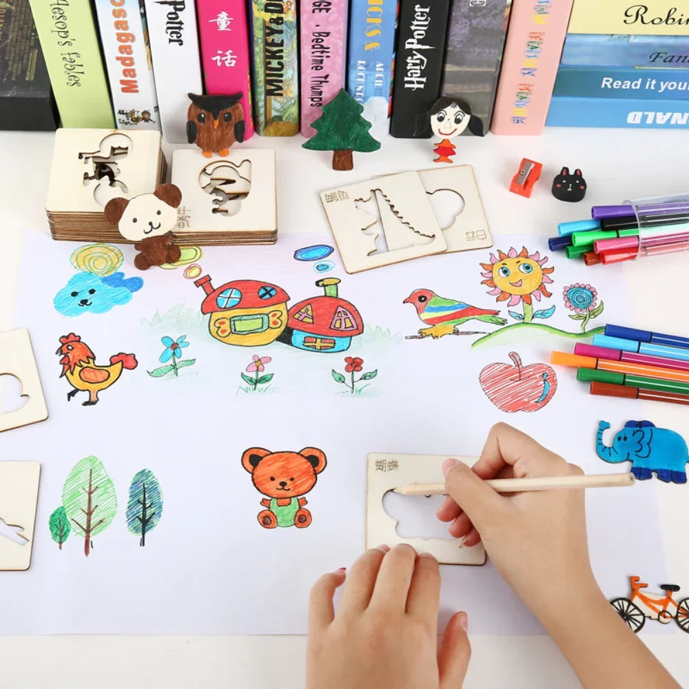 Creativity in Drawing - 20-Pieces Drawing Wooden Kit: Creative and Fun | GadWitch Toys