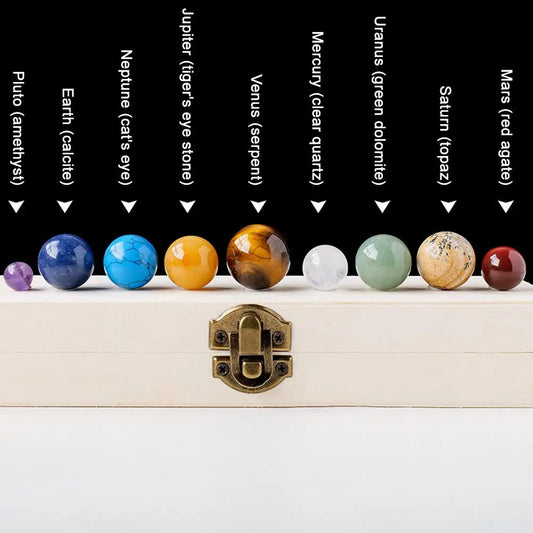 Details and stone name of Crystal Crystals Planetary Sphere Set - solar system planets - GadWitch Toys
