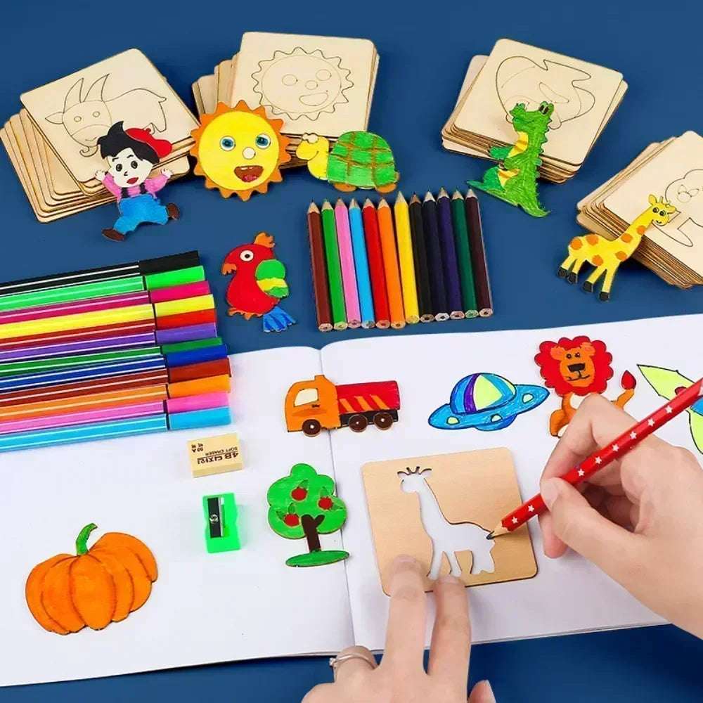 Drawing How to Draw - 20-Pieces Drawing Wooden Kit: Creative and Fun | GadWitch Toys