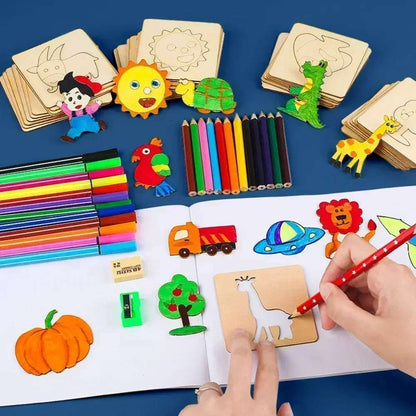 Drawing How to Draw - 20-Pieces Drawing Wooden Kit: Creative and Fun | GadWitch Toys