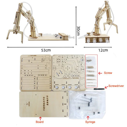 how to assembly kit of robot design 3 view of hydraulic powered robotic arm for teacher an students? - Hydraulic Robotic Arm Kit - GadWitch Toys
