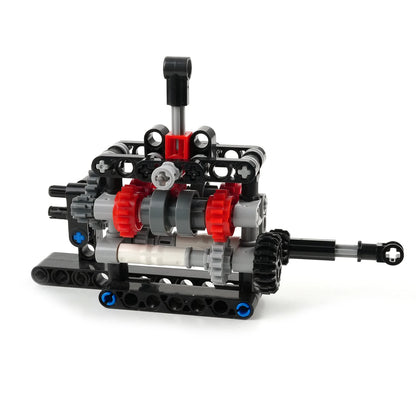 Mechanical gearbox building kit for teens shown from side angle