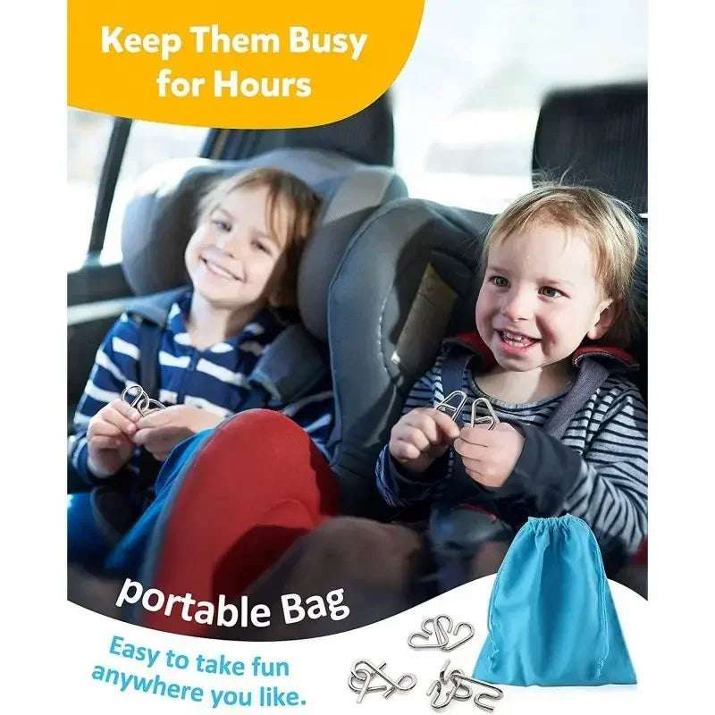 Portable Bag - Metal Challenge Puzzle - Brain Teasers & Hard Riddles - For all ages - Brain Teaser Metal - Challenge Puzzle Toy - GadWitch Toys