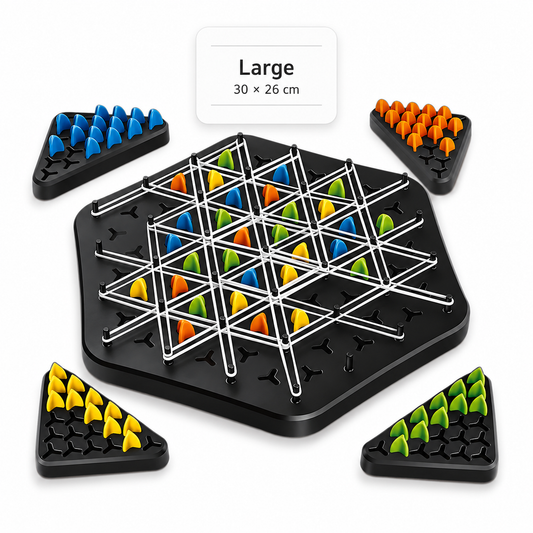 Large TriLogic™ Strategy Board Game measuring 30 × 26 cm displayed with colourful playing pieces and premium product presentation on a white background.