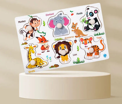 Blocks animals themed wood block puzzle featuring jigsaw jungle