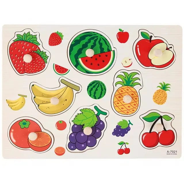 Fruits themed wood block puzzle featuring dinosaurs puzzles games