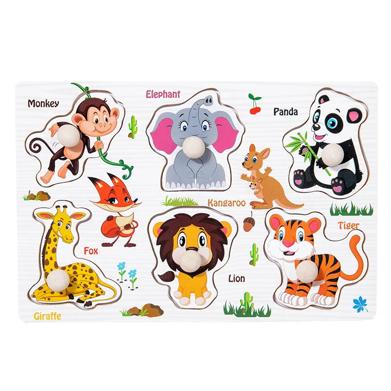 Jungle themed wood block puzzle featuring activity puzzle